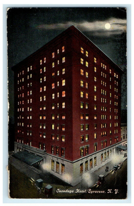 c1910's Onondoga Hotel Building Moonlight View Syracuse New York NY Postcard