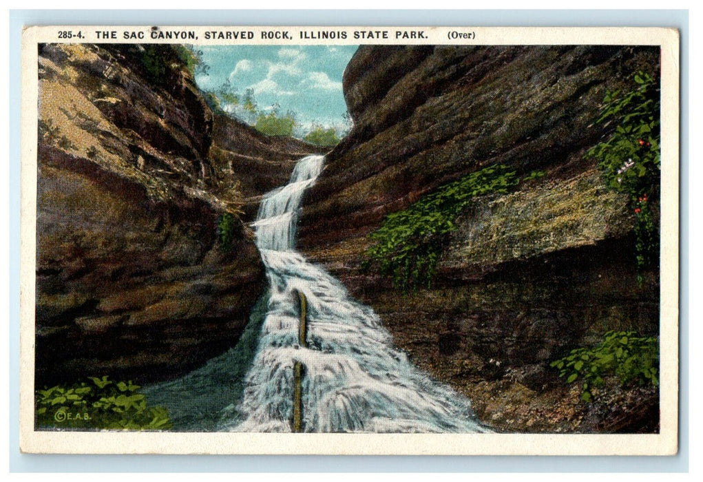 1921 The Sac Canyon, Starved Rock Illinois State Park Posted Postcard