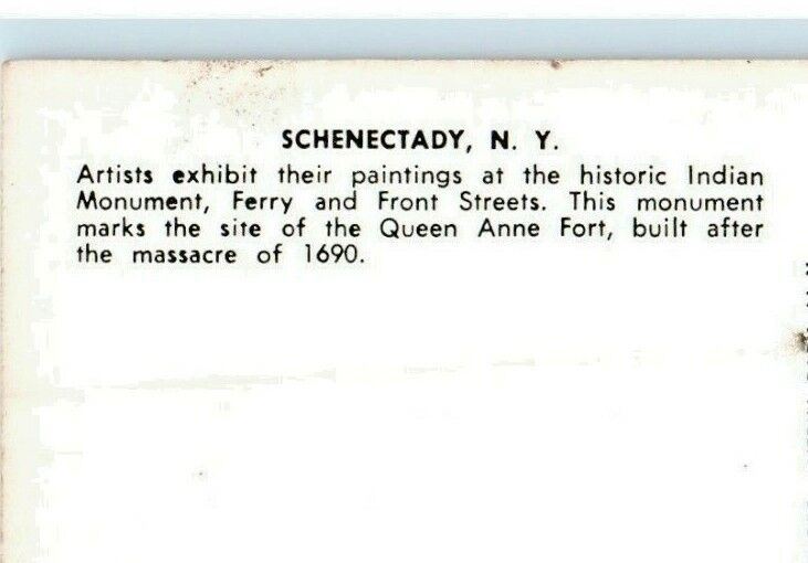 Schenectady NY, Artist Paintings Exhibit At Historic Indian Monument Postcard