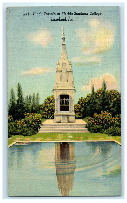 1943 Hindu Temple At Florida Southern College Lakeland Florida FL Postcard