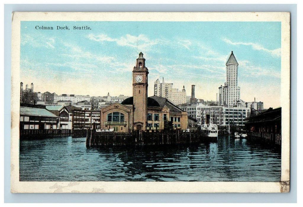 c1920s Clock Tower, Colman Dock Seattle Washington WA Posted Postcard