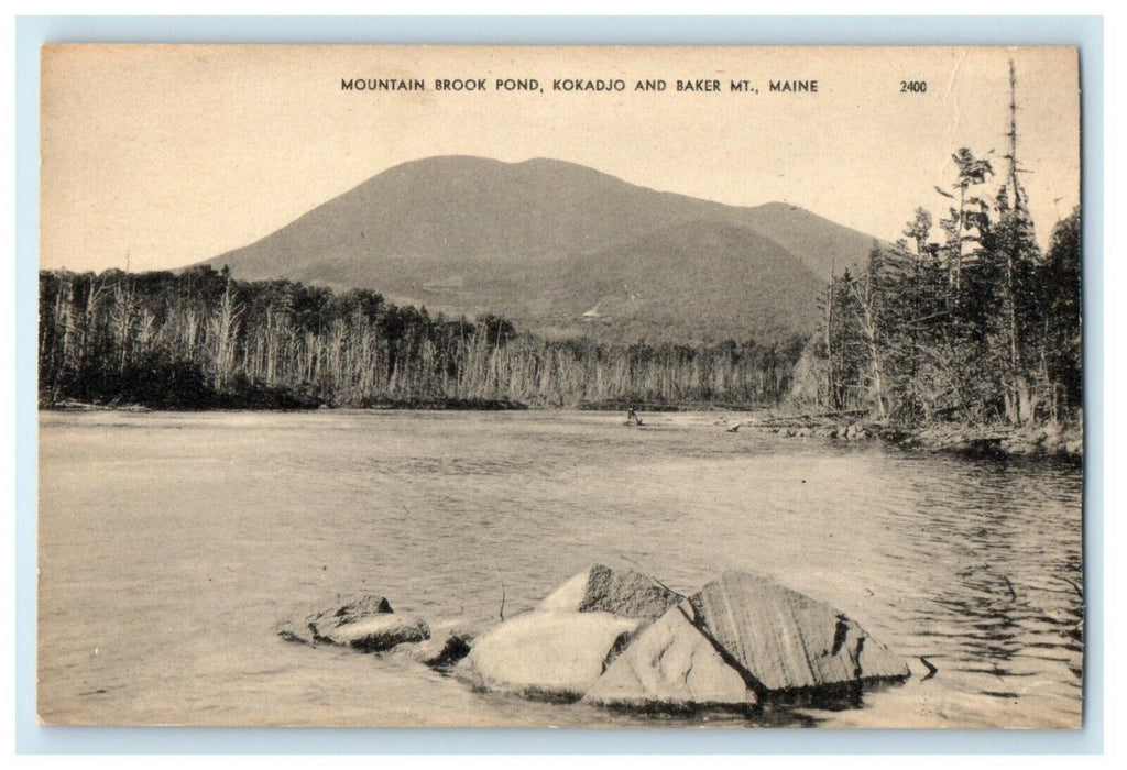 1940 Mountain Brook Pond, Kokadjo and Baker Mountain, Maine ME Postcard