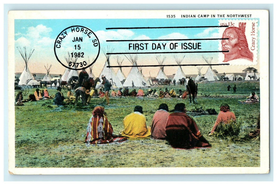 1982 Tribal Camp in the Northwest, Crazy Horse, South Dakota Postcard