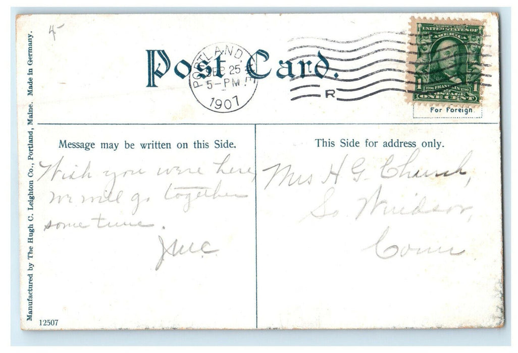1907 Great Diamond from Little Diamond Island, Casco Bay, Maine ME Postcard