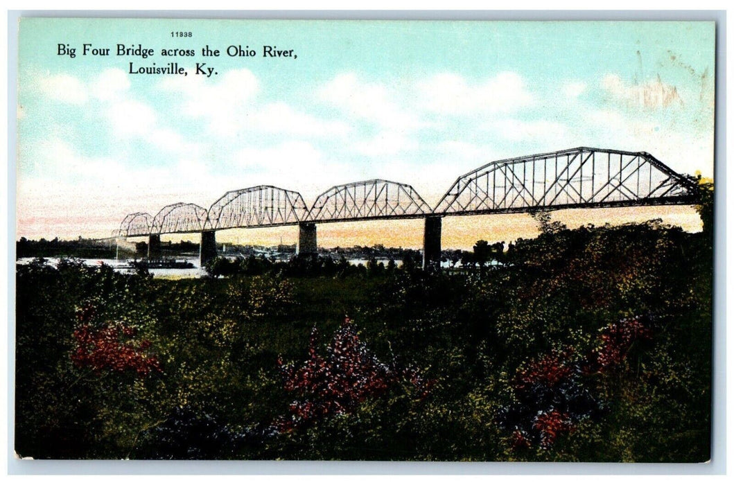 c1910's Big Four Bridge Across The Ohio River Louisville Kentucky KY Postcard