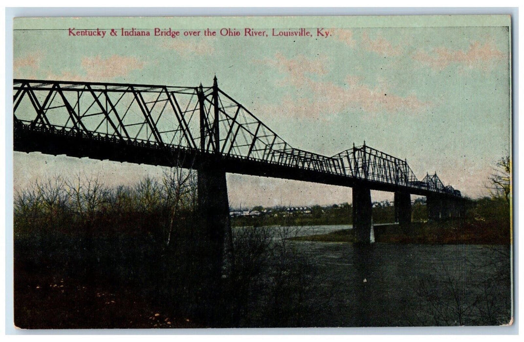 c1910's Kentucky & Indiana Bridge Over Ohio River Louisville KY Antique Postcard
