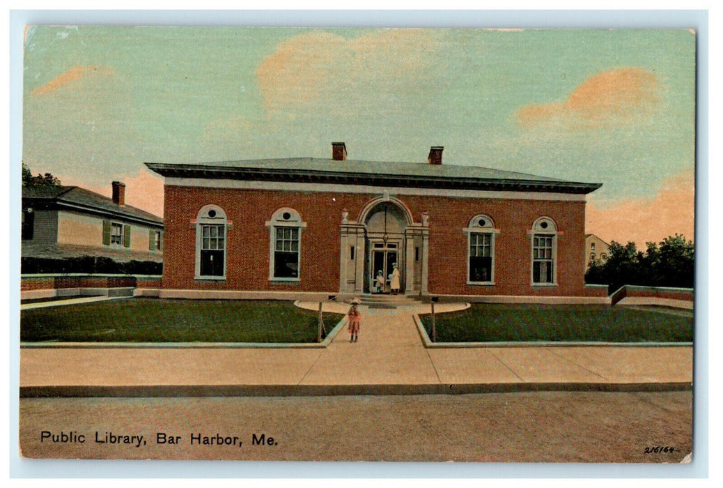 1912 Public Library, Bar Harbor, Maine ME Posted Vintage Antique Postcard