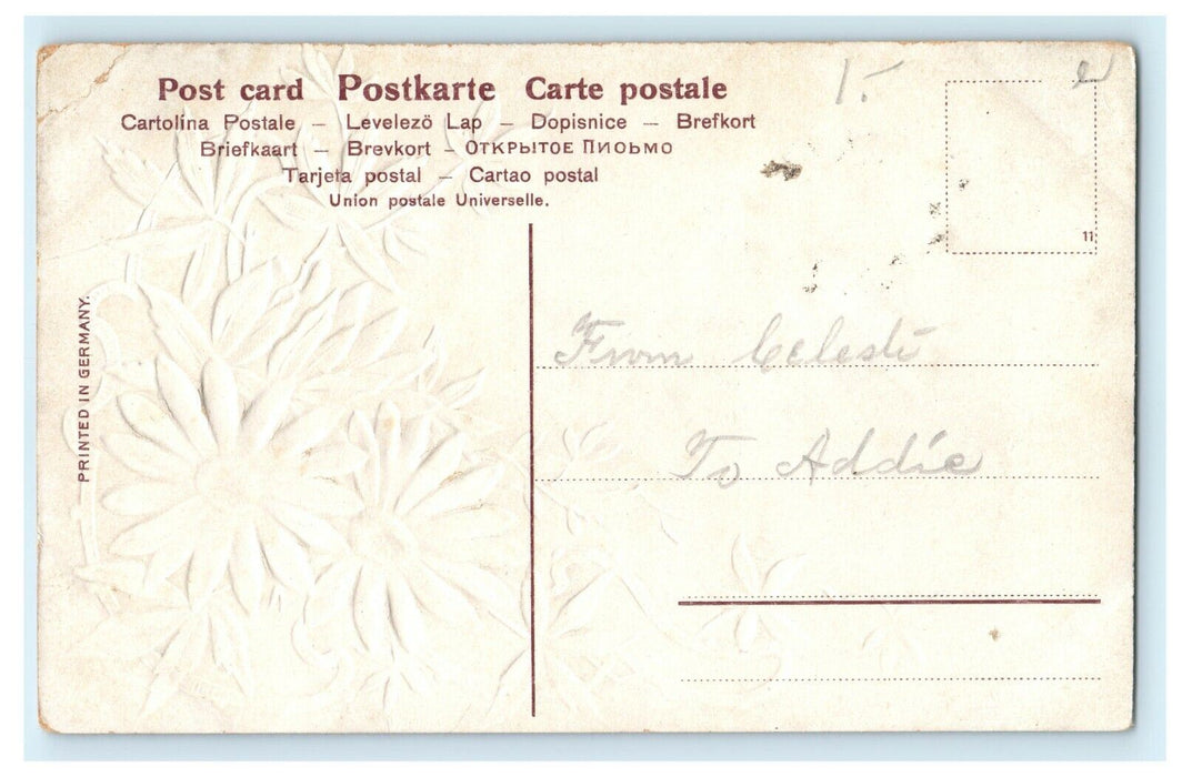 1933 White Flower and Leaves Print, Allegan Michigan MI Vintage Postcard