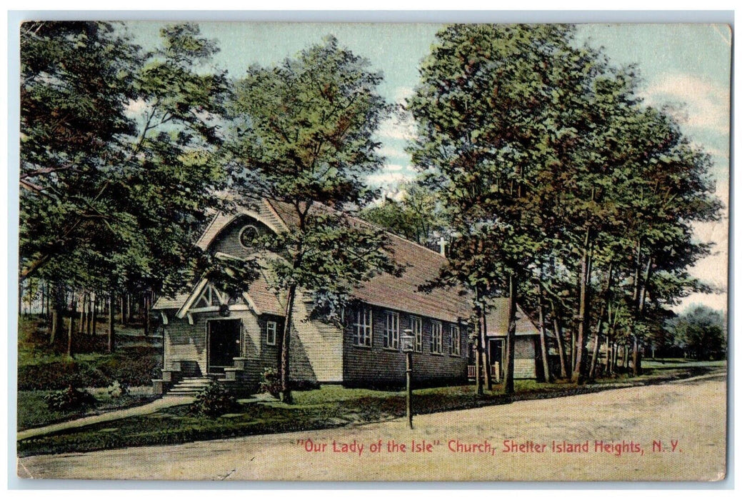 1910 Our Lady Of The Isle Church Shelter Island Heights NY Antique Postcard