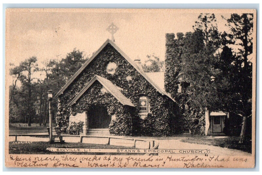 1907 St. Ann's Episcopal Church Sayville Long Island New York NY Posted Postcard