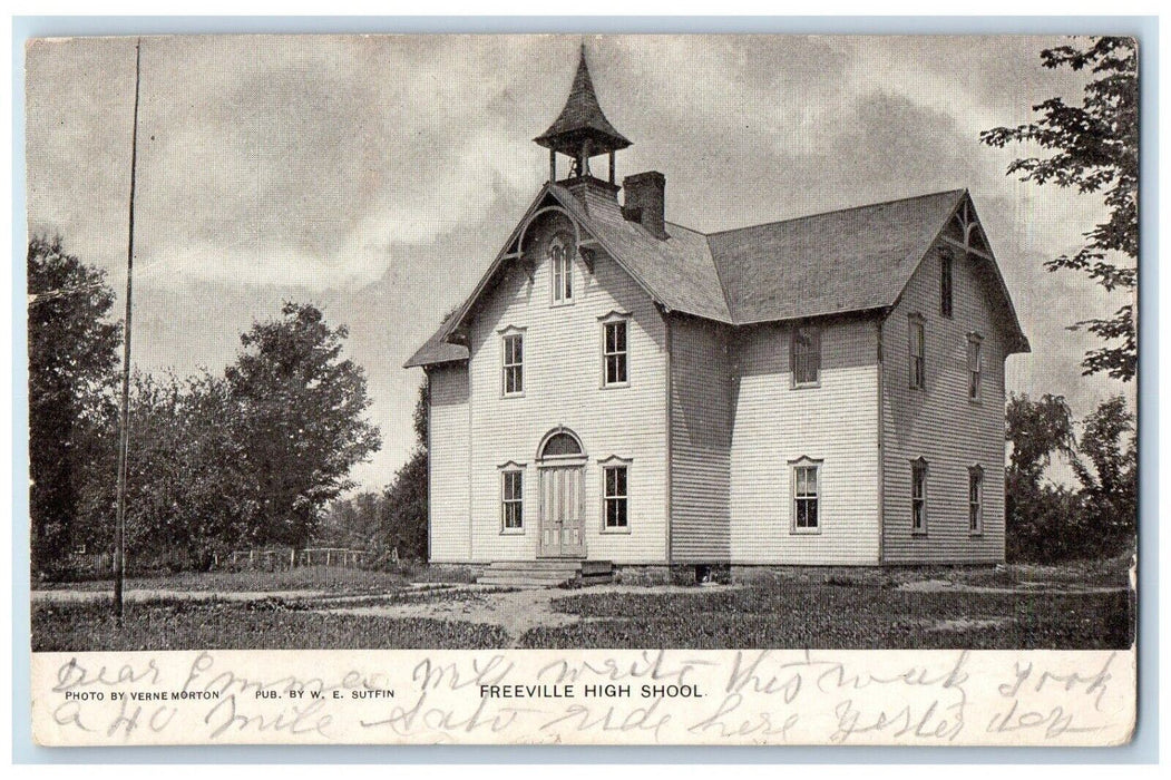1911 Freeville High School Building Campus New York NY Posted Antique Postcard