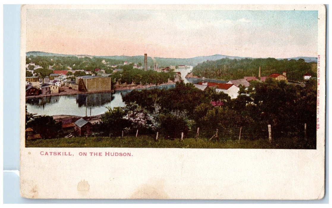 c1905 Bird's Eye View Of Catskill On The Hudson New York NY Antique Postcard