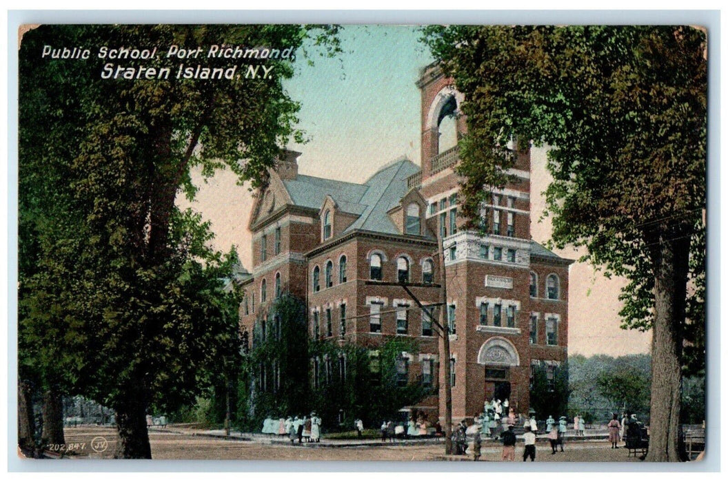 1912 Public School Port Richmond Staten Island New York NY Antique Postcard