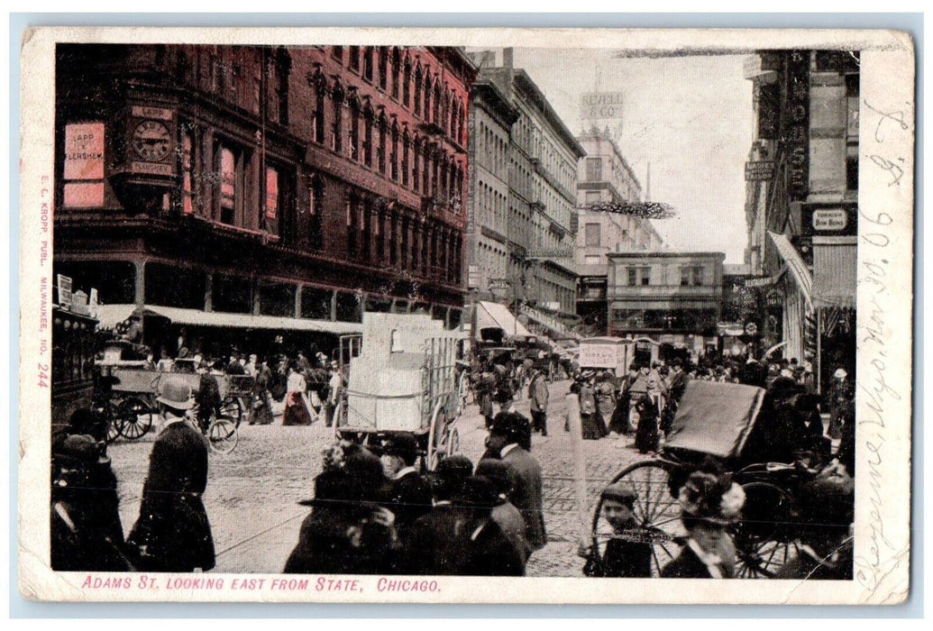 1906 Adams Street Looking East from State Chicago IL Sunderlinville PA Postcard
