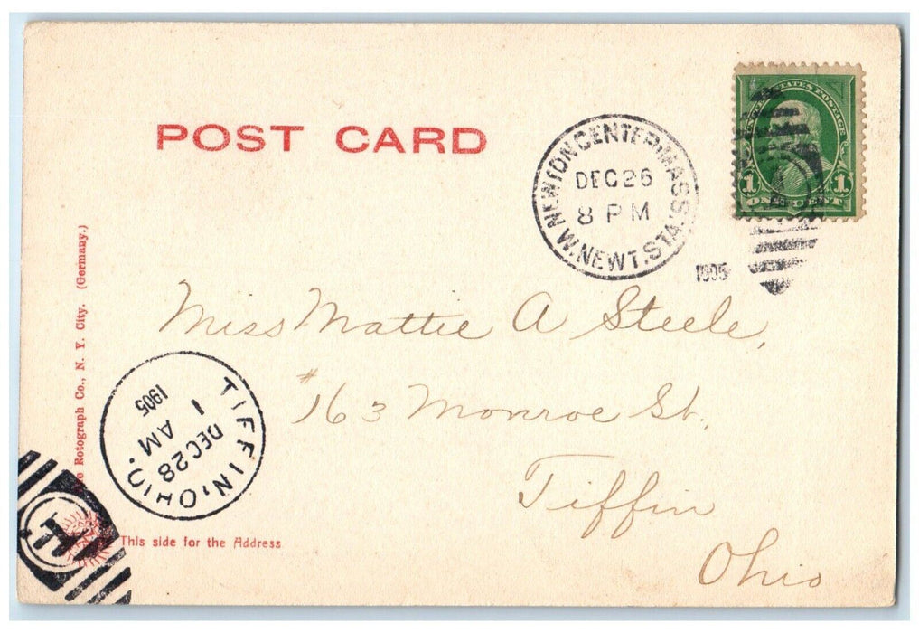 1905 Odd Fellows Hall City Hall & 2nd Congregational Church Newton MA Postcard