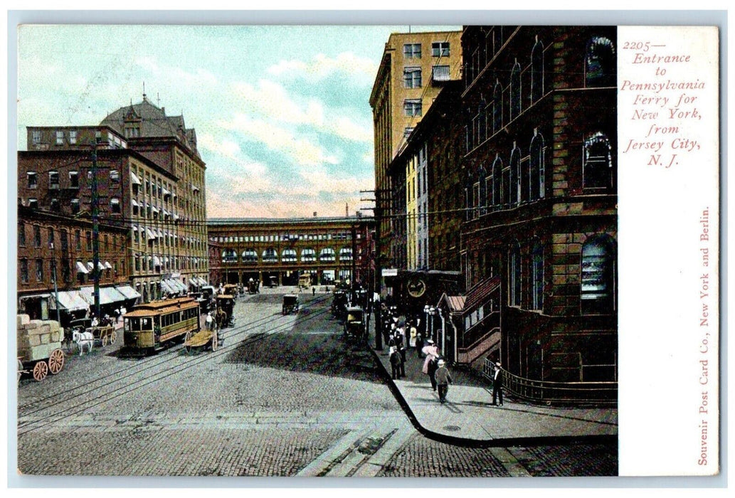 c1905 Entrance To Pennsylvania Ferry For New York From Jersey City NJ Postcard