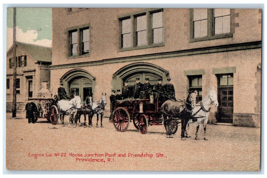 Engine Co. No. 22 House Junction Point Friendship Sts. Providence RI Postcard