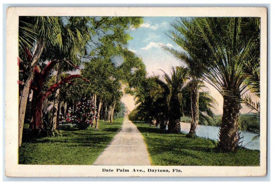 1916 Scenic View Date Palm Ave Lake Flowers Daytona Florida FL Posted Postcard