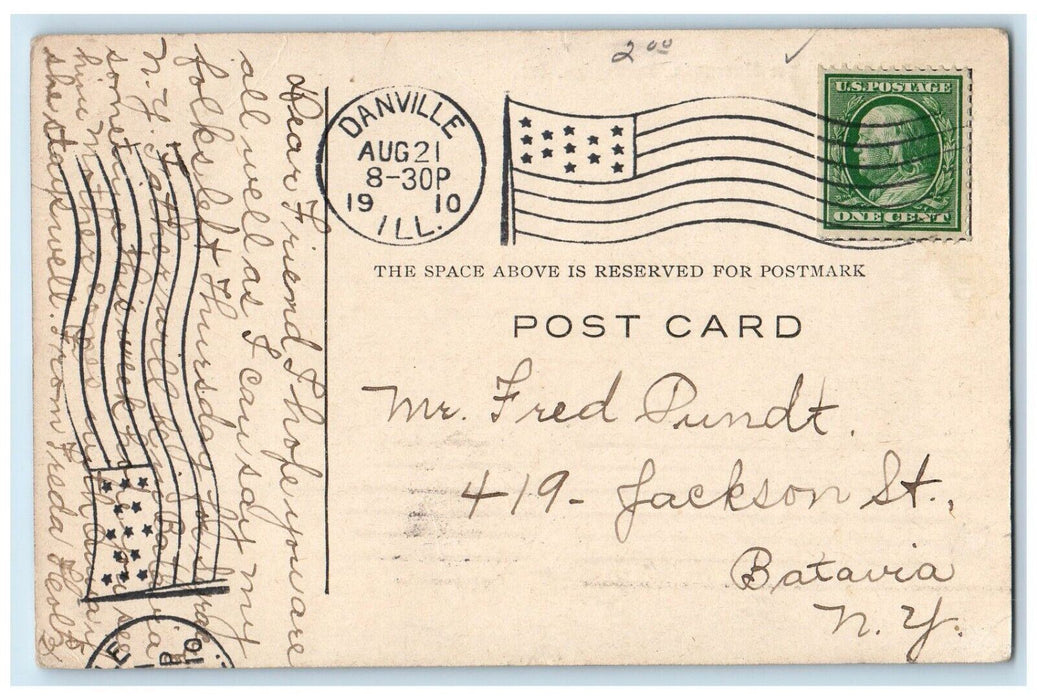 1910 St. Elizabeth Hospital Danville Illinois IL Antique Posted Postcard