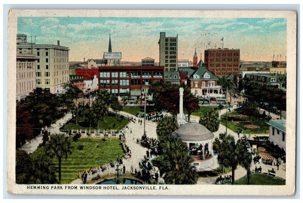 1924 Hemming Park Windsor Hotel Jacksonville Florida FL H & W.B Drew Co Postcard