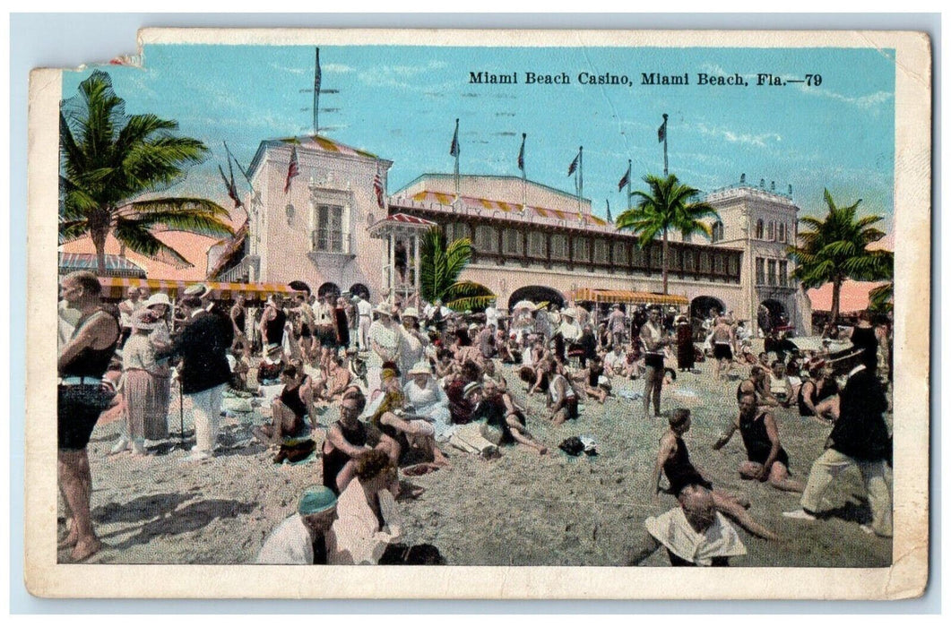 1910 Bathing Hour Miami Beach Casino Miami Beach  Florida FL Posted Postcard