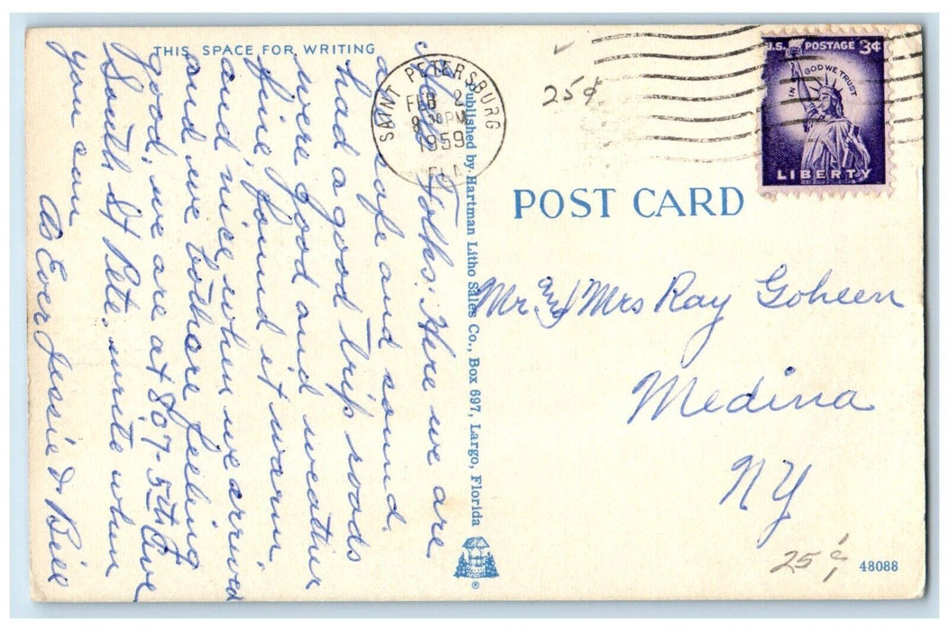 1959 Bayfront Residence Holiday Isles St Petersburg Florida FL Antique Postcard