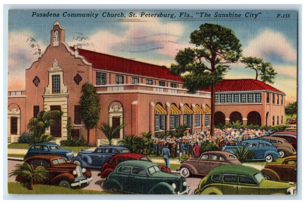 1955 Pasadena Community Church St Petersburg Pinellas Park Florida FL Postcard