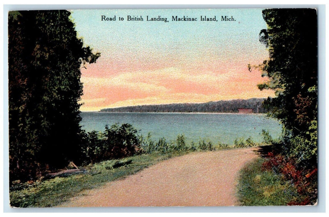 c1910's Road To British Landing Mackinac Island Michigan MI Antique Postcard