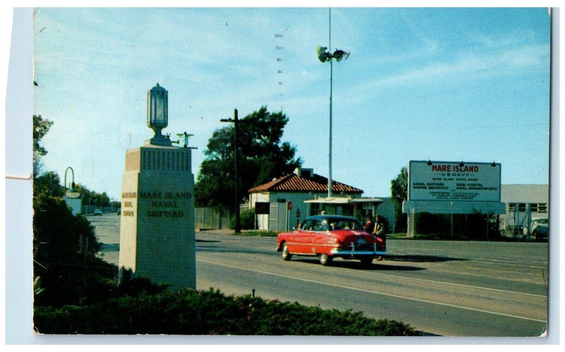 1958 Mare Island Naval Shipyard Red Classic Car Vallejo California CA Postcard
