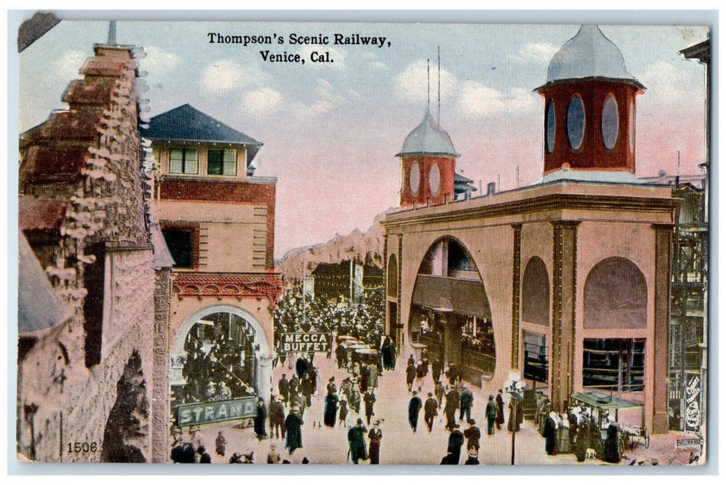 1910 Thompson Scenic Railway Mecca Buffet Venice California CA Antique Postcard