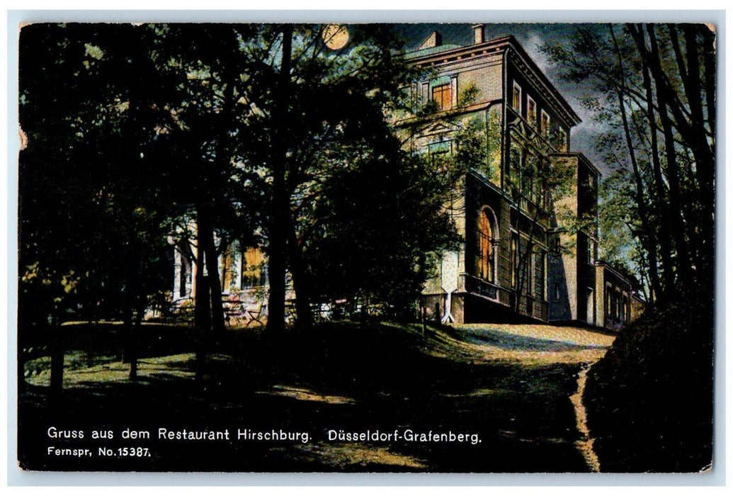 c1910's Gruss Aus Dem Restaurant Moon View Hirschburg Germany Antique Postcard