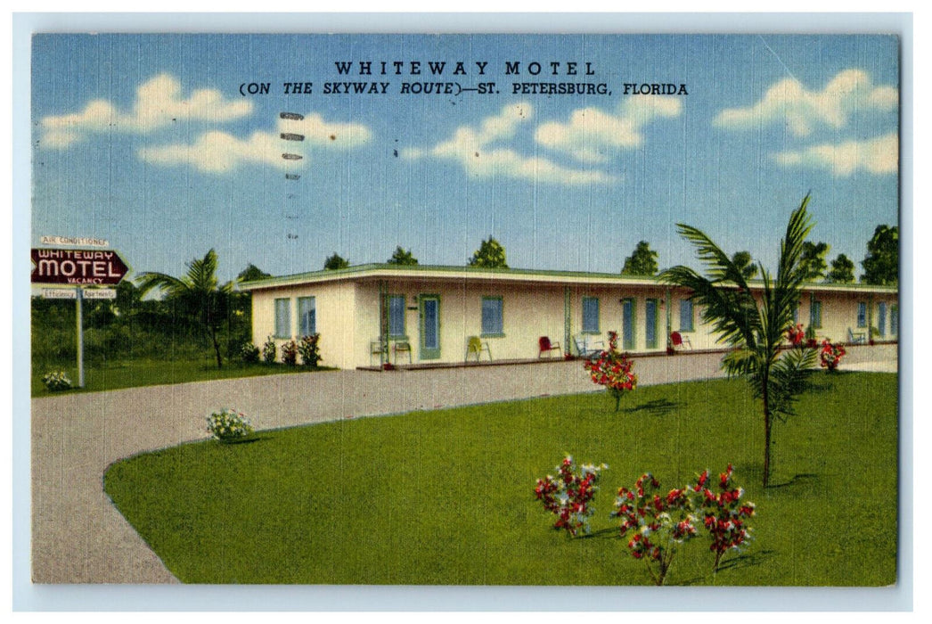 1955 Whiteway Motel, On Gulf Coast Highway St. Petersburg Florida FL Postcard