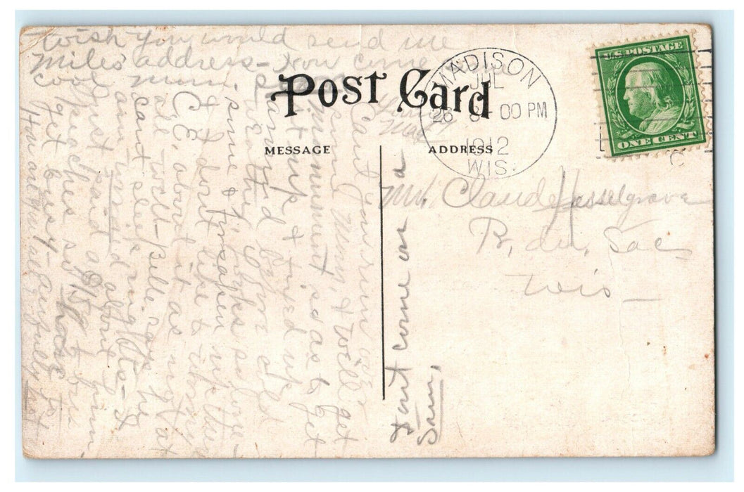 1912 L.D. Fargo Library, Lake Mills, Wisconsin WI Antique Postcard