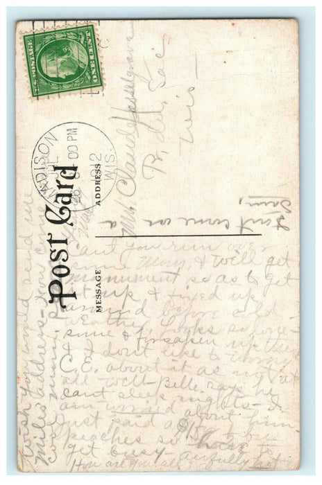 1912 L.D. Fargo Library, Lake Mills, Wisconsin WI Antique Postcard