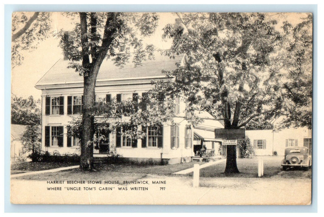 1923 Harriet Beecher Stowe House, Brunswick Maine ME Vintage Postcard