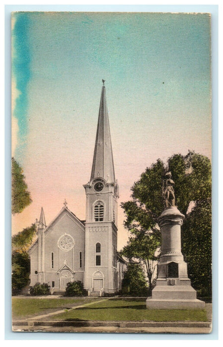 1908 Hand Colored Congregational Church, Manchester Vermont VT Postcard