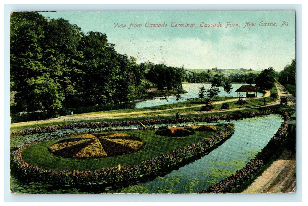 1910 View of Cascade Terminal, Cascade Park, New Castle Pennsylvania PA Postcard