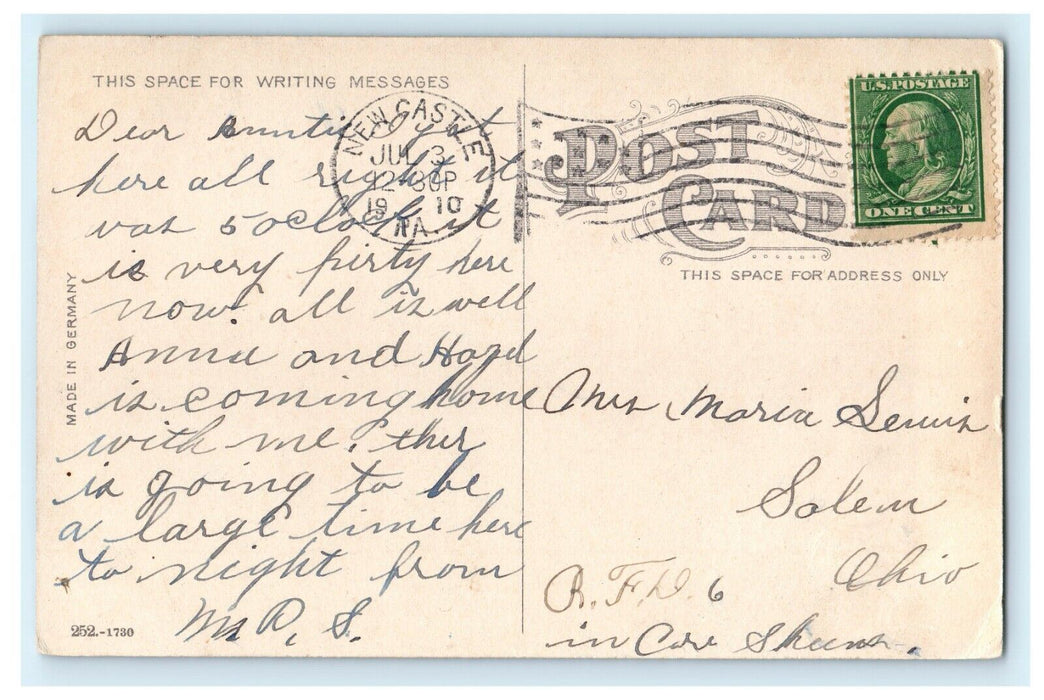 1910 View of Cascade Terminal, Cascade Park, New Castle Pennsylvania PA Postcard