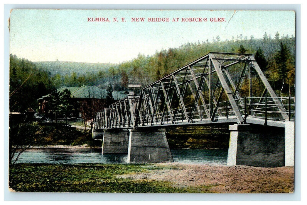 1909 New Bridge At Rorick's Glen Elmira New York NY Posted Antique Postcard