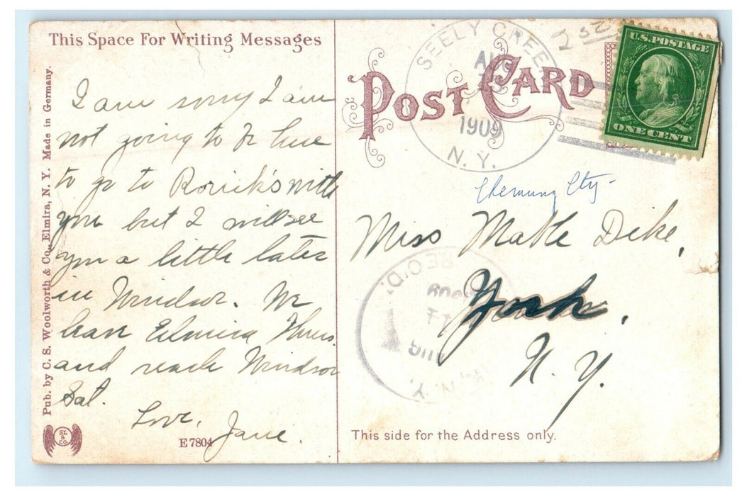 1909 New Bridge At Rorick's Glen Elmira New York NY Posted Antique Postcard