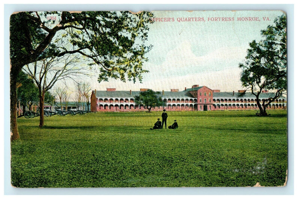 1913 Officer's Quarters, Fortress Monroe Virginia VA Antique Postcard