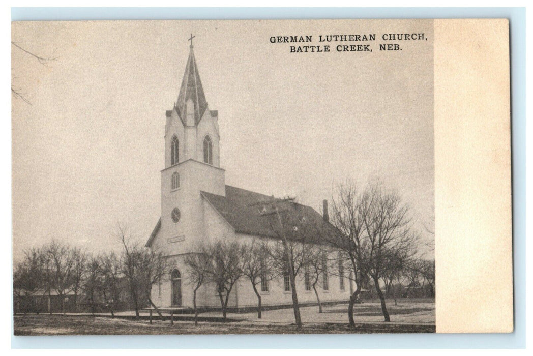 German Lutheran Church Battle Creek Nebraska RPPC Photo 1906 Antique Postcard