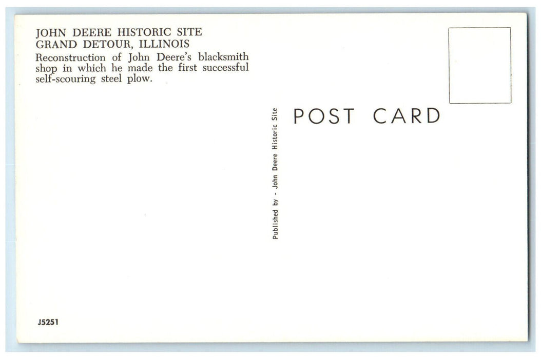 c1950's John Deere's Blacksmith Shop, Historic Site, Grand Detour IL Postcard