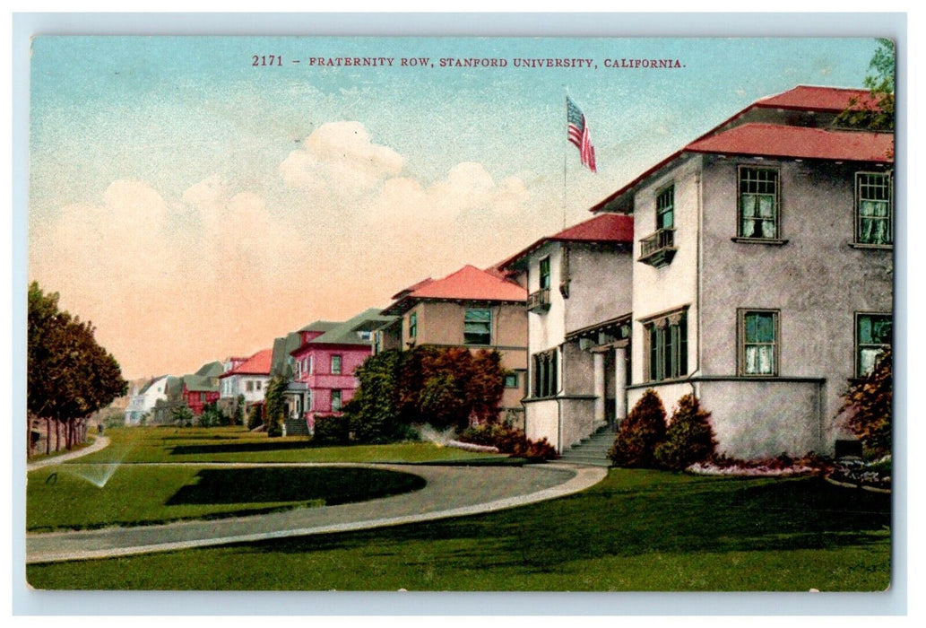 c1910's Fraternity Row Stanford University California CA Antique Postcard