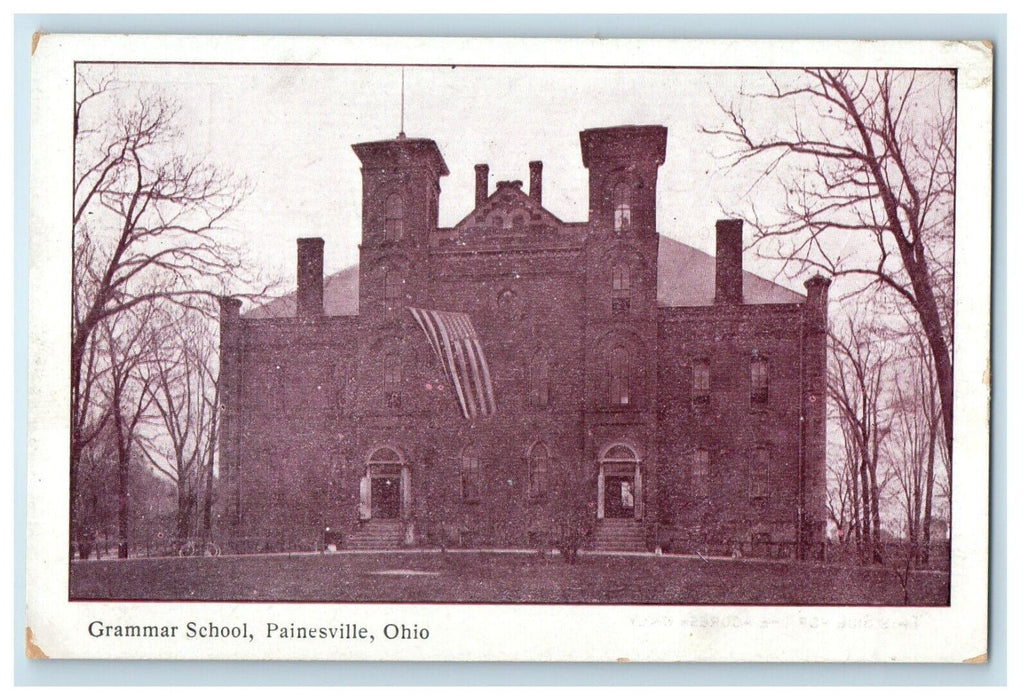 c1905 Grammar School Building Front View Painesville Ohio OH Antique Postcard