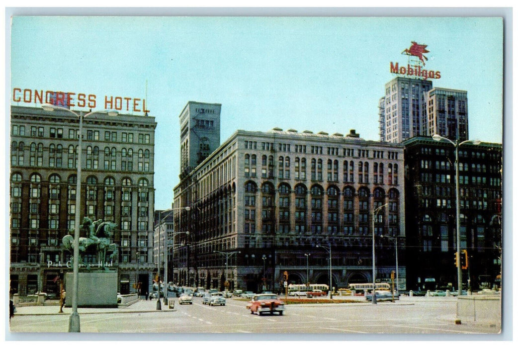 c1950's Congress Street Expressway, Congress Hotel, Michigan Ave. IL Postcard