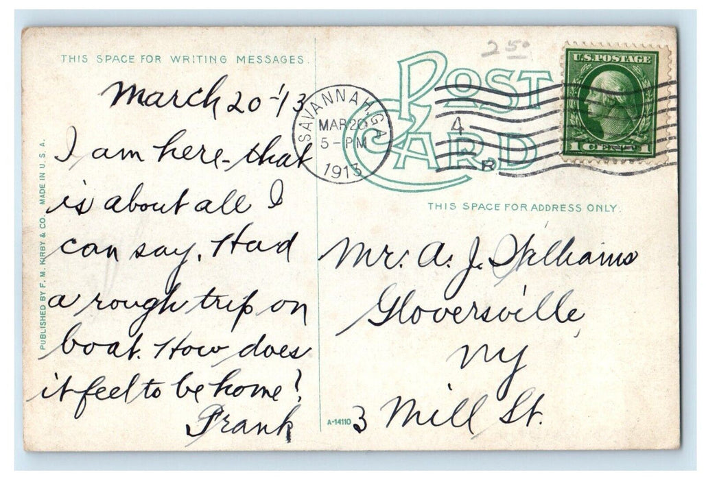 1913 Y. M. C. A. Building Street View Savannah Georgia GA Antique Postcard
