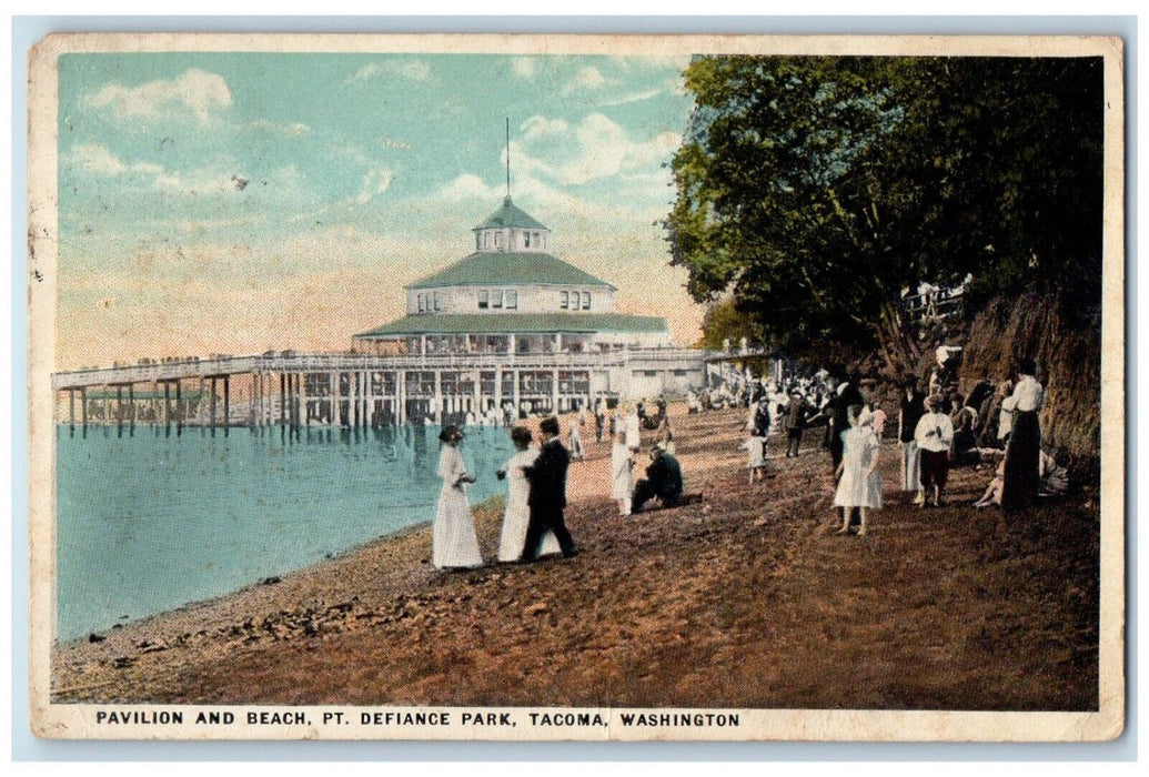 Pavilion And Beach Pt. Defiance Park Tacoma Washington WA Posted Postcard