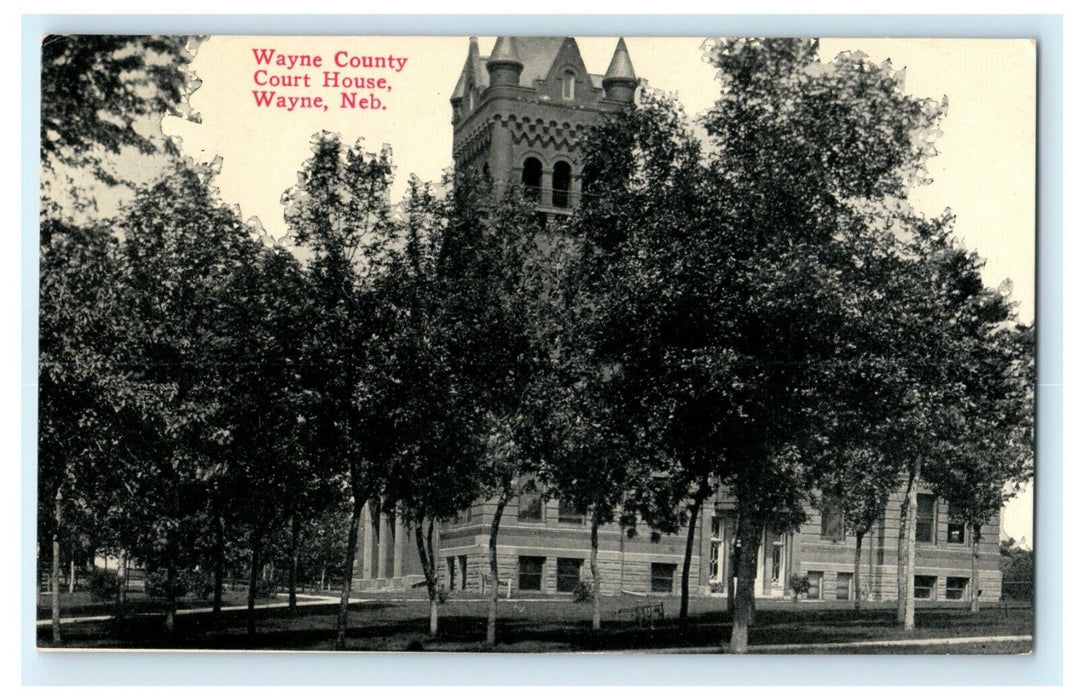 Wayne County Court House Nebraska 1914 Vintage Antique Postcard