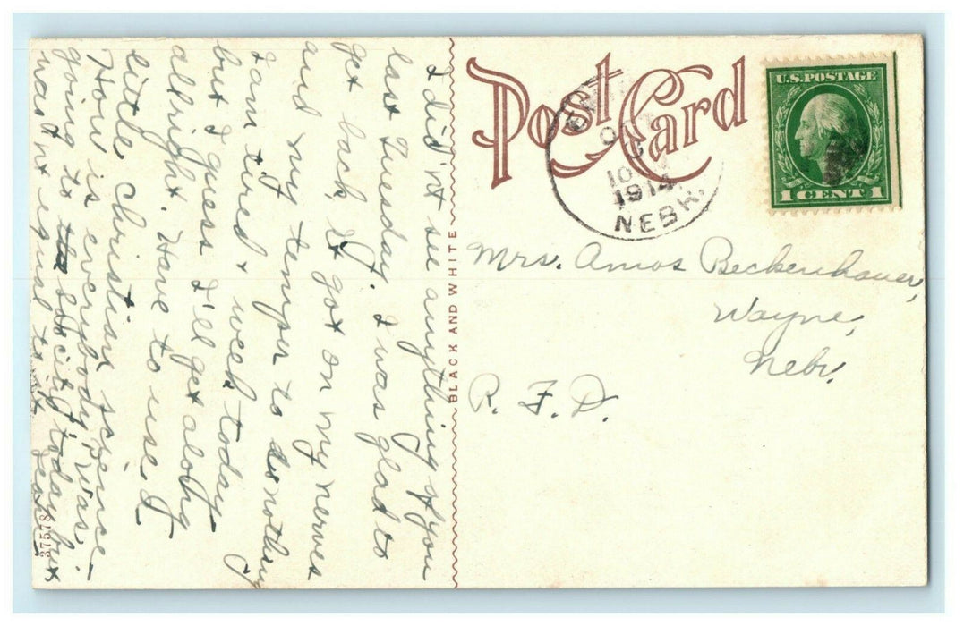 Wayne County Court House Nebraska 1914 Vintage Antique Postcard